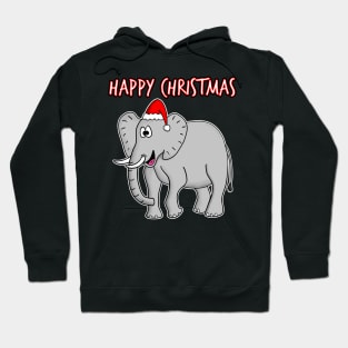 Christmas Elephant Santa Hat Safari Funny Wildlife Hoodie